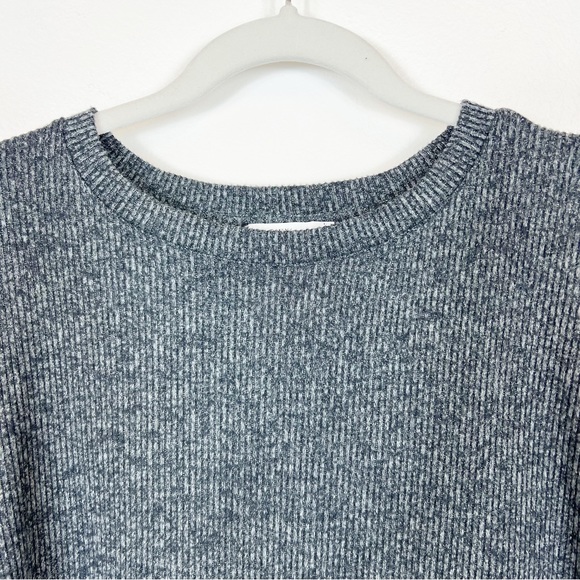 Daily Ritual Ribbed Long Lantern Sleeve Top NWT Charcoal Gray Size Large - Picture 2 of 10